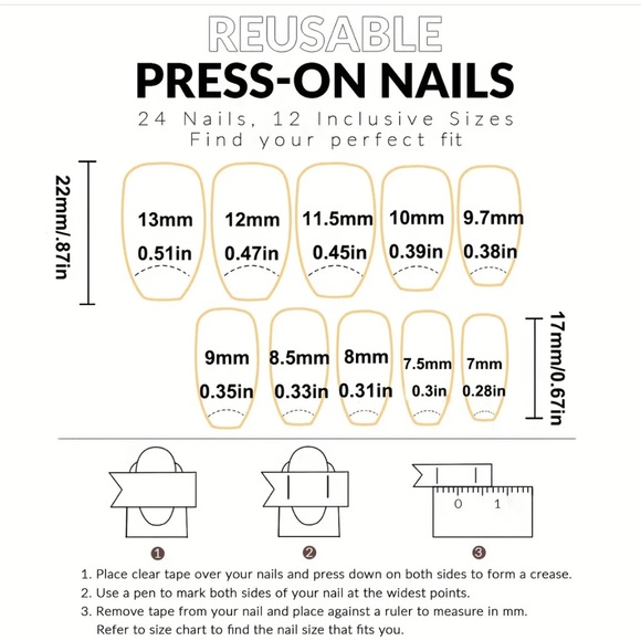 Matte Black Press-On Nails. 💅 can be used more than once. For all occasions. - Picture 4 of 7